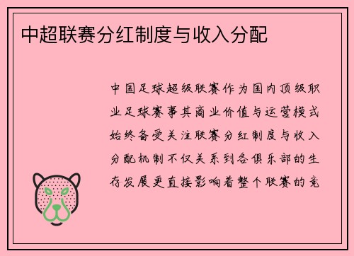 中超联赛分红制度与收入分配